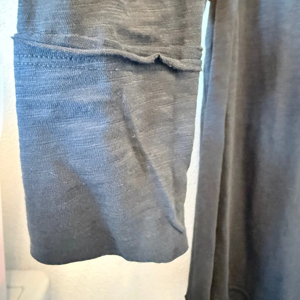 Free People We The Free Burnout Slub Tee Womens Small Black Long Sleeve